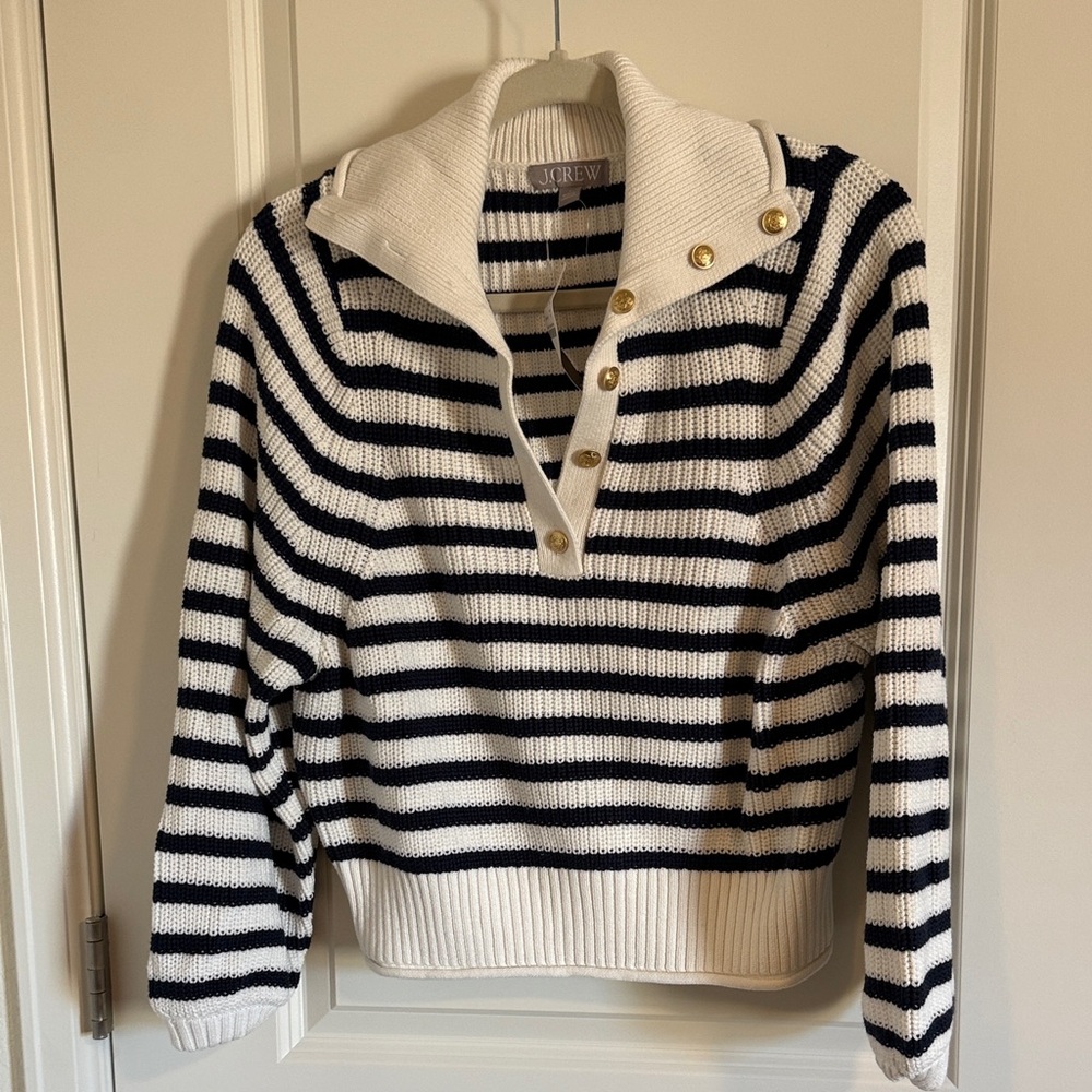 NWT J. Crew Navy and White Striped Sweater